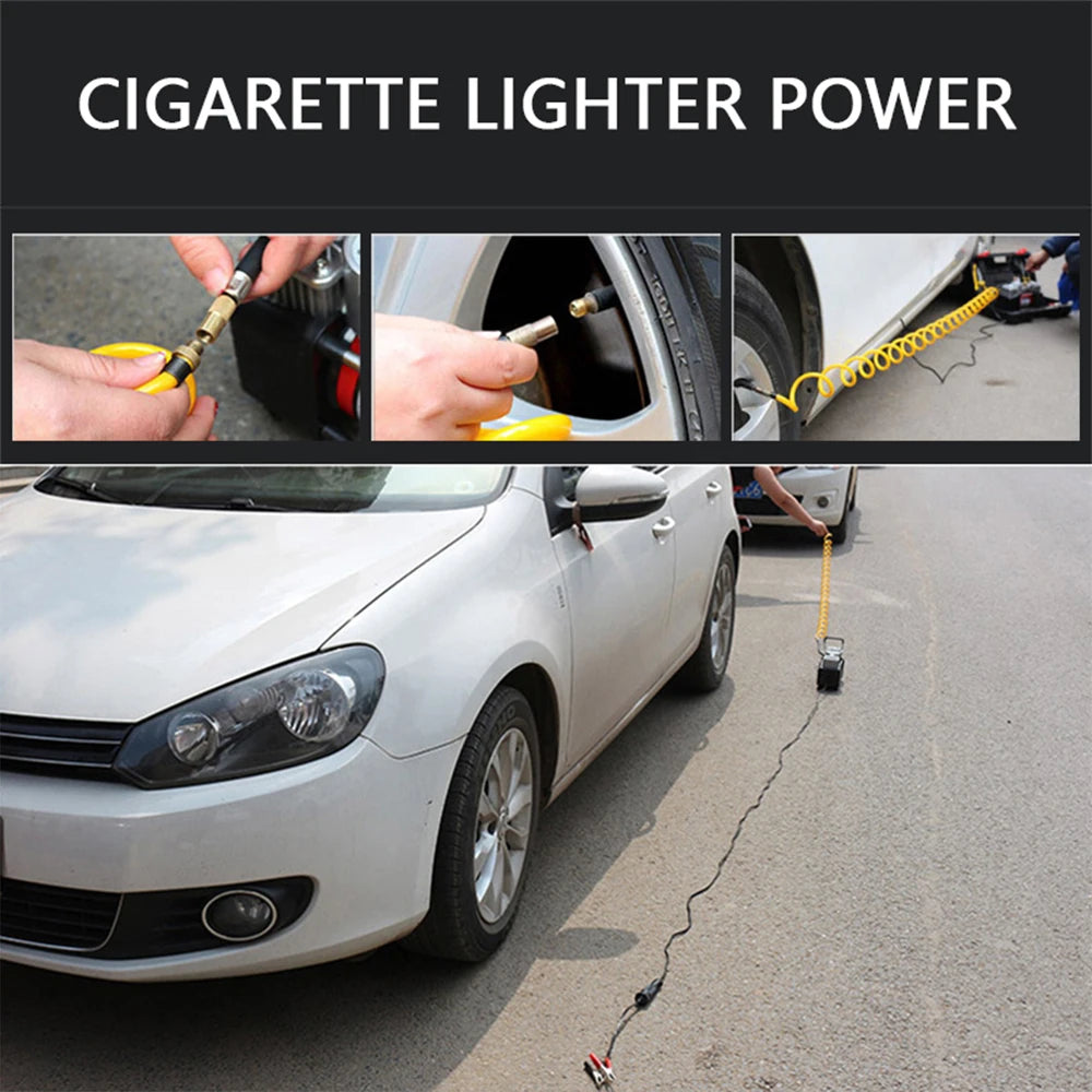 12V Portable Car Tire Air Compressor Dual Cylinder Pressure Pump