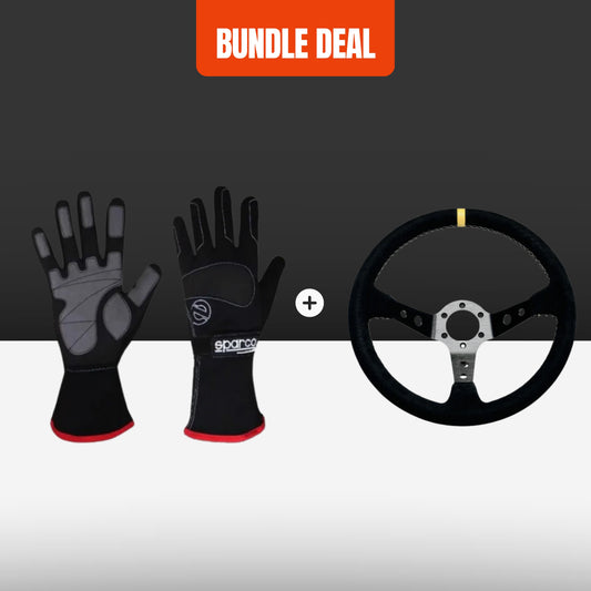 Car Racing Gloves + Steering Wheel
