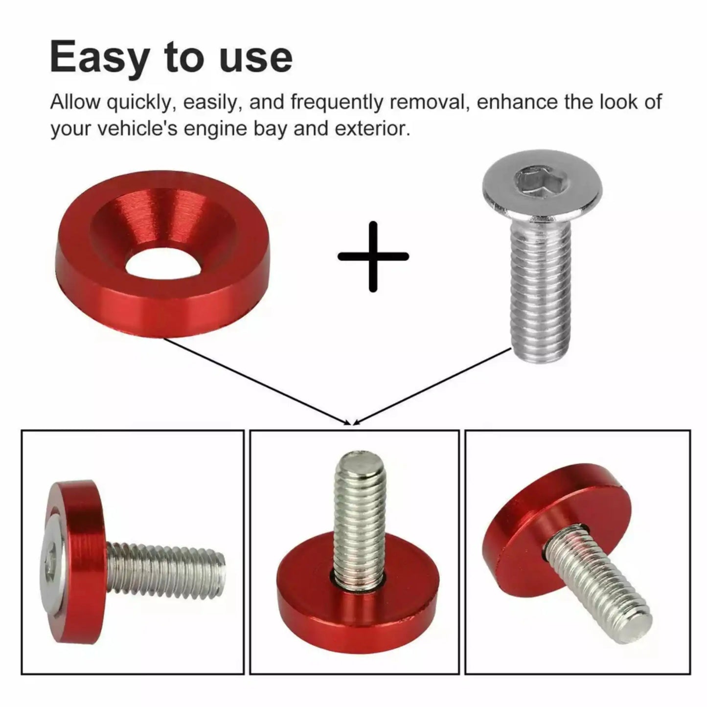 6MM Aluminum Fender Bumper Washer Bolts 10PCS