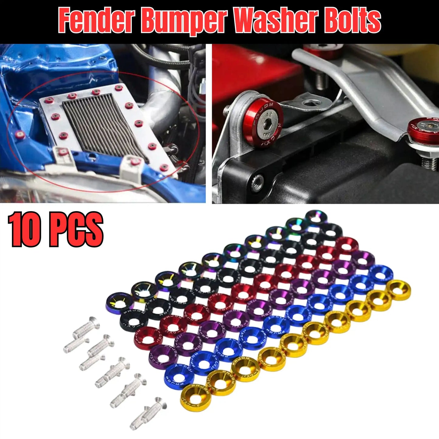 6MM Aluminum Fender Bumper Washer Bolts 10PCS