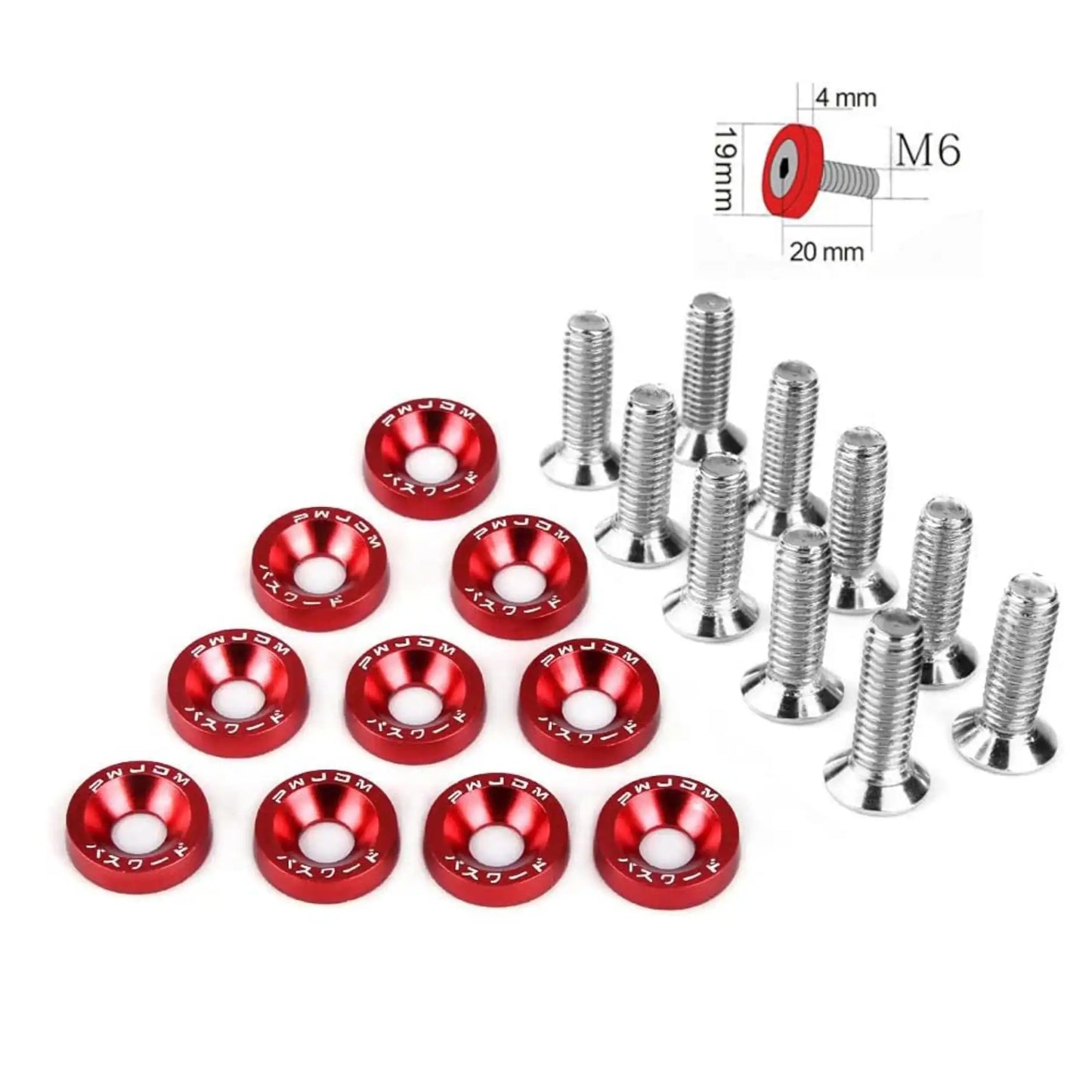 6MM Aluminum Fender Bumper Washer Bolts 10PCS