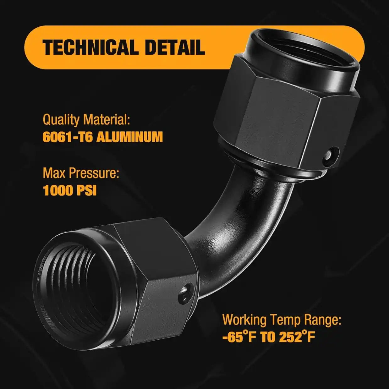 AN8 Female to Female 90 Degree Aluminium Fuel Hose Fitting Adapter