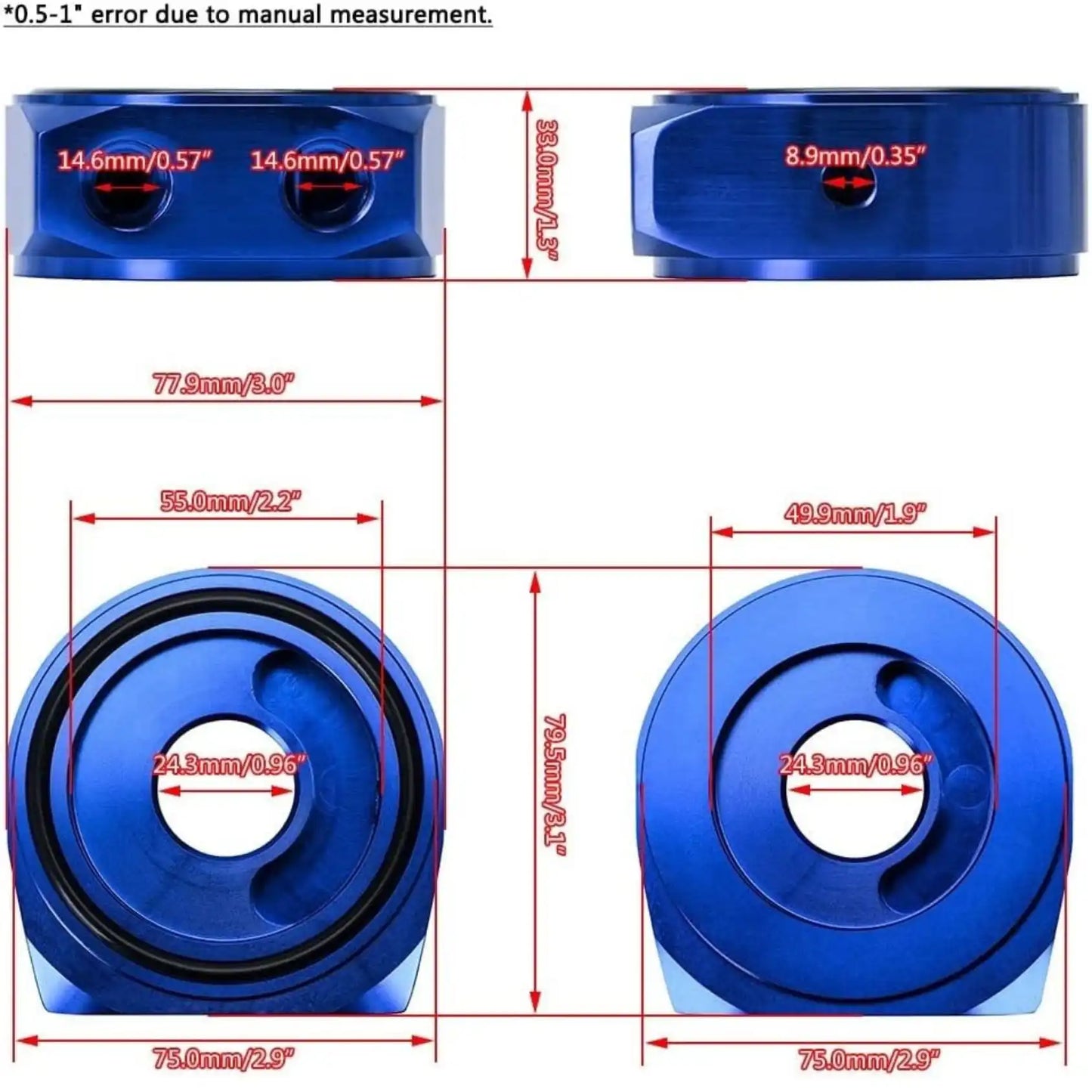 Aluminium AN10 Oil Filter Cooler Sandwich Plate Adapter