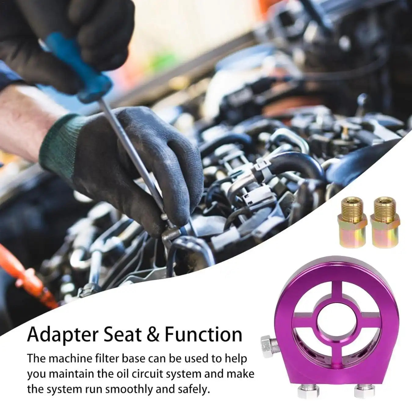 Aluminum Oil Filter Cooler Sandwich Plate For Oil Temp Oil Pressure Gauge Sensor