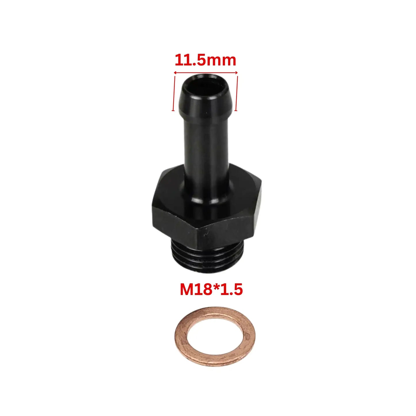 M18 x 1.5 - Fuel Hose Fitting Adapter - Black