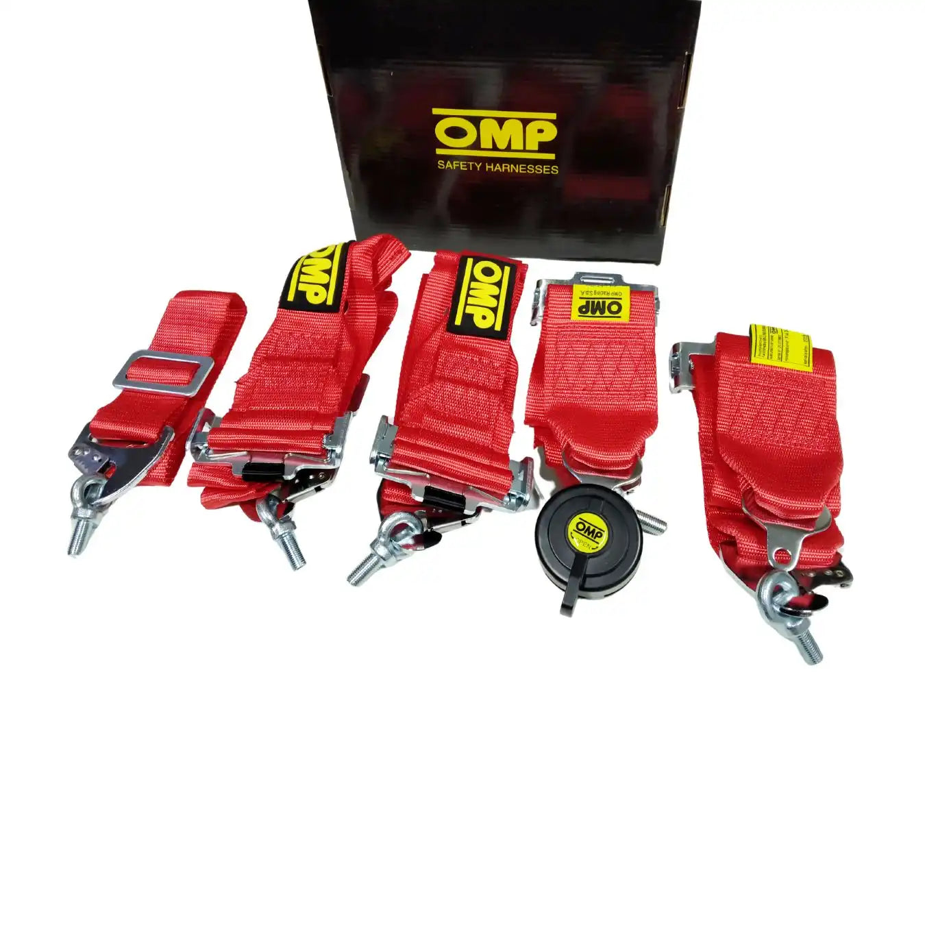 OMP 5 Point Racing Harness - Red Seat Belt (pair)