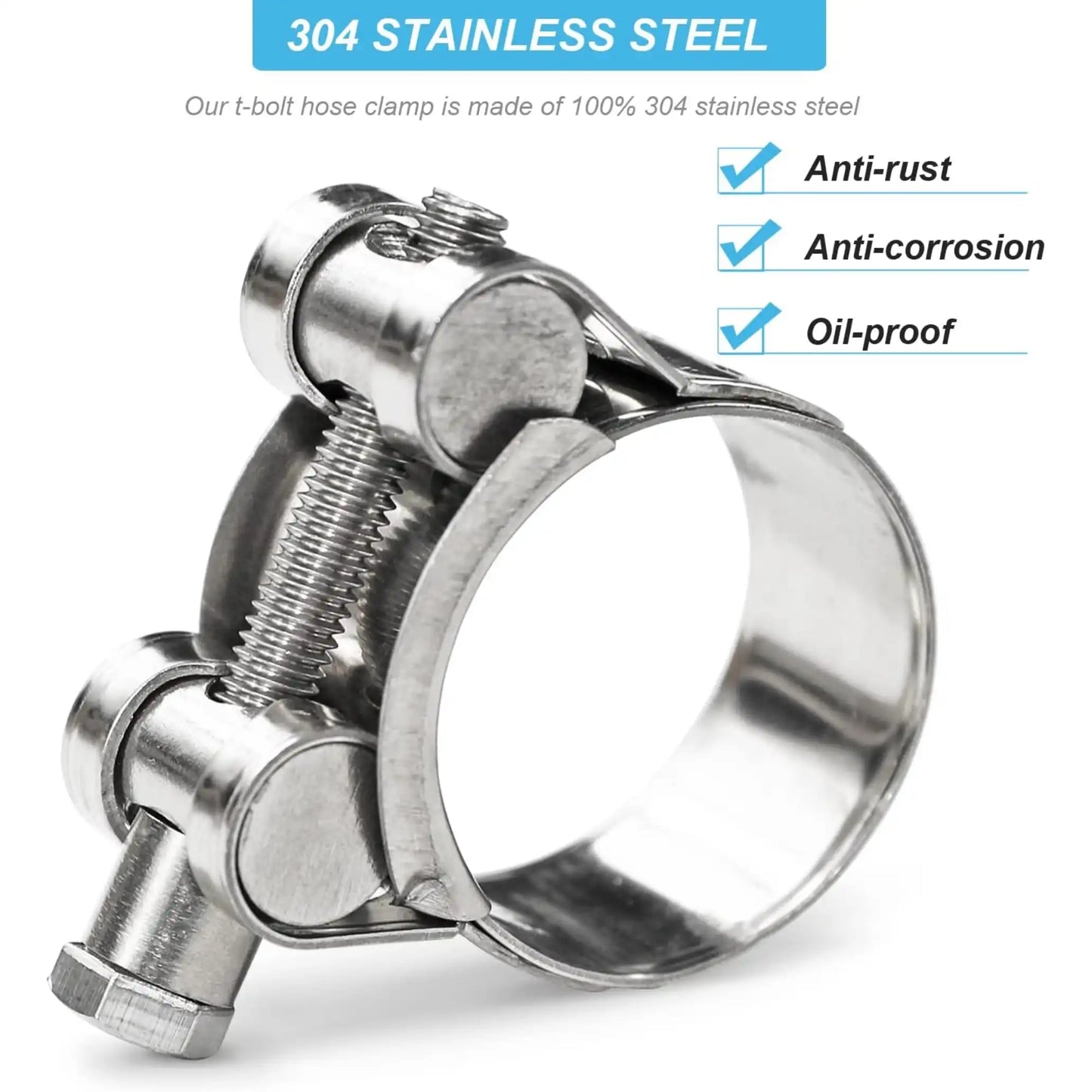32-35mm T-bolt Hose Clamp Stainless Steel