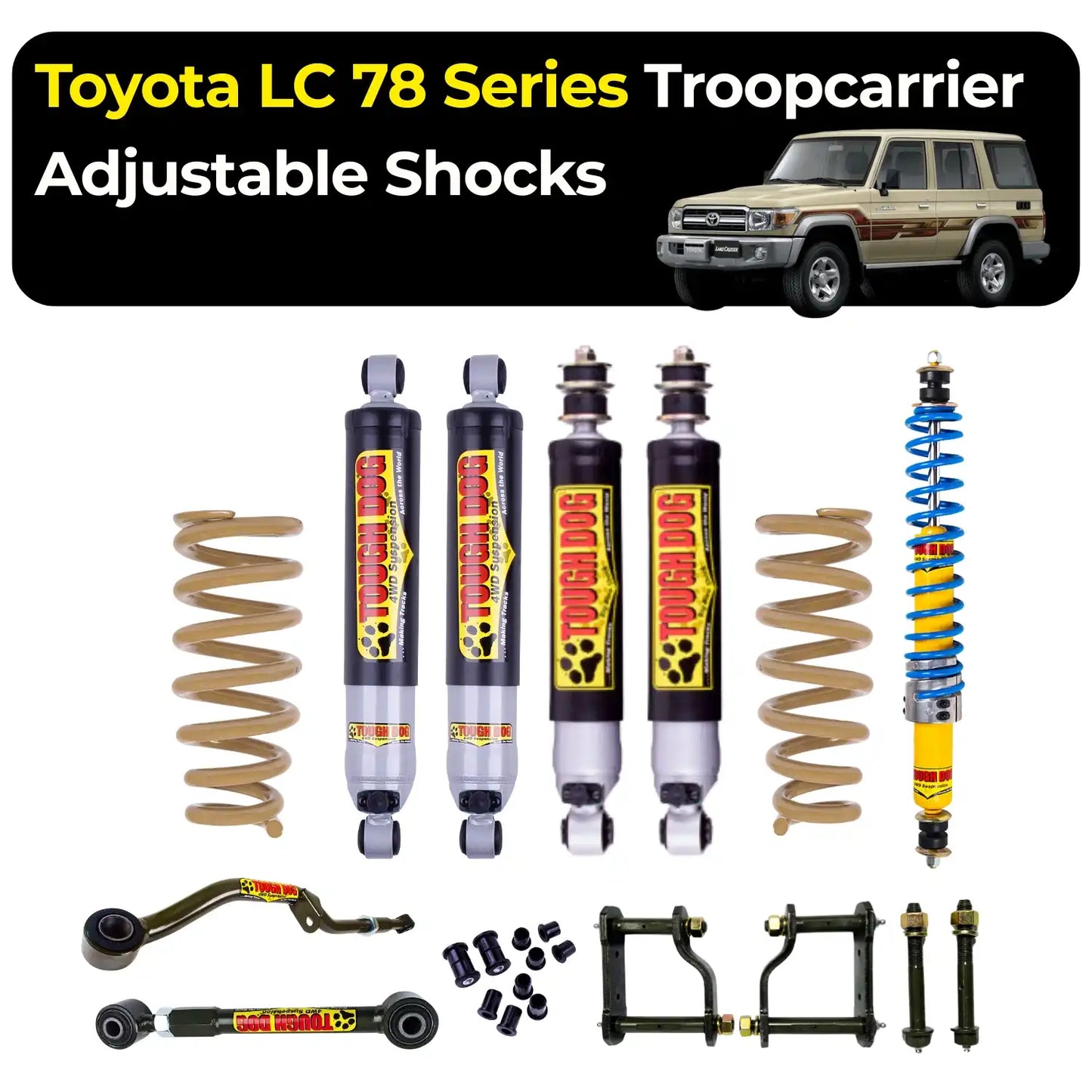 Toyota Landcruiser 78 Series Troopcarrier 45mm Adjustable Shocks