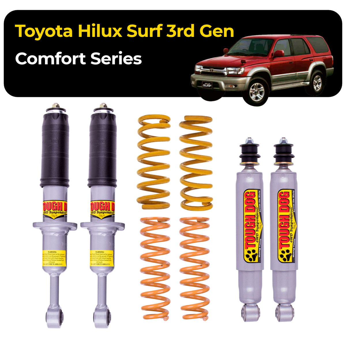 Tough Dog Suspension For Toyota Hilux Surf 3rd Gen - 40mm Lift Foam Cell Shocks Comfort Series