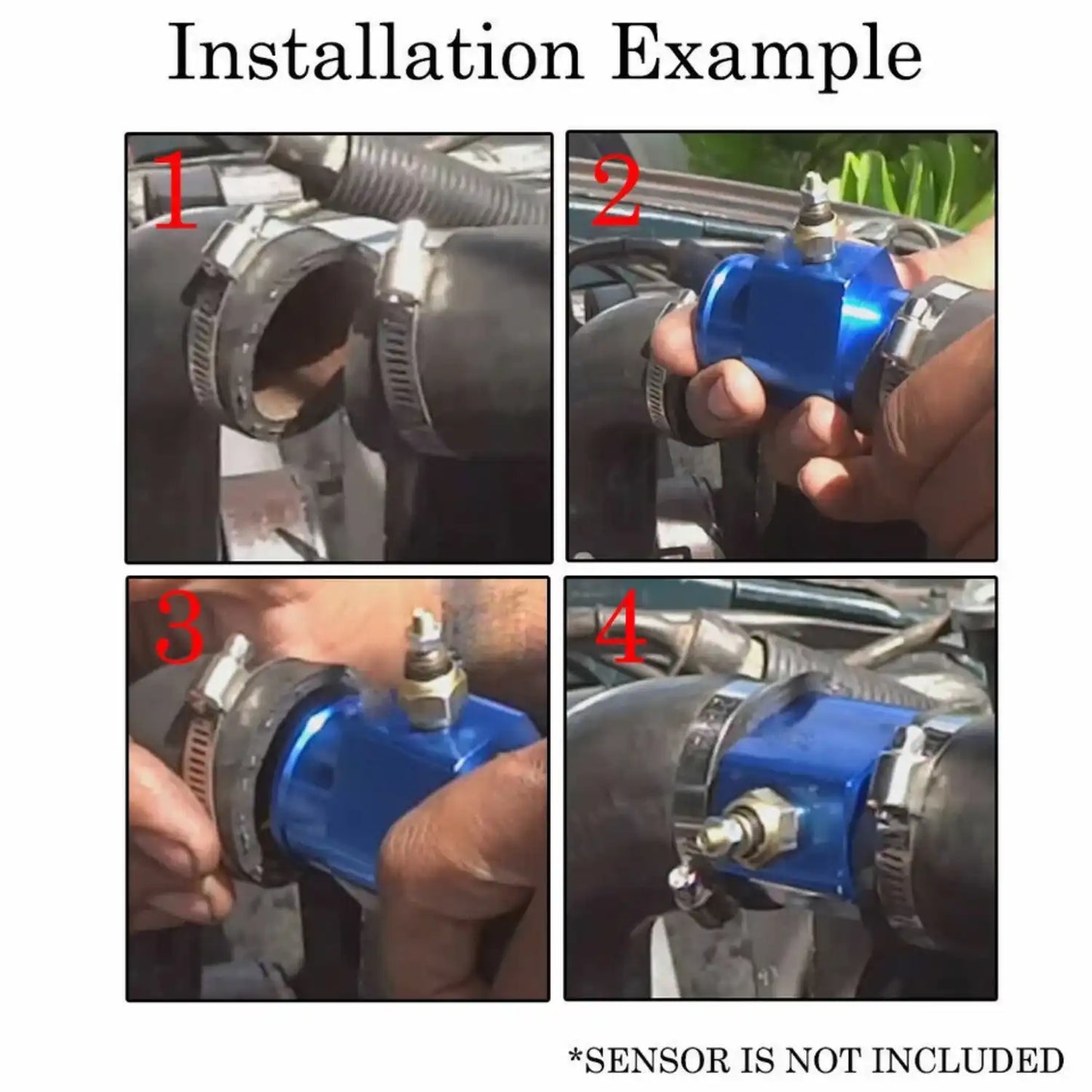 Universal 38mm Water Temp Temperature Radiator Hose Joint Pipe Adapter Blue