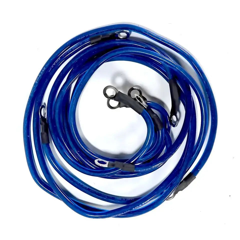 Universal Car Fuel Saver Voltage Stabilizer Regulator Kit with 3 Earth Ground Cables for Car Truck