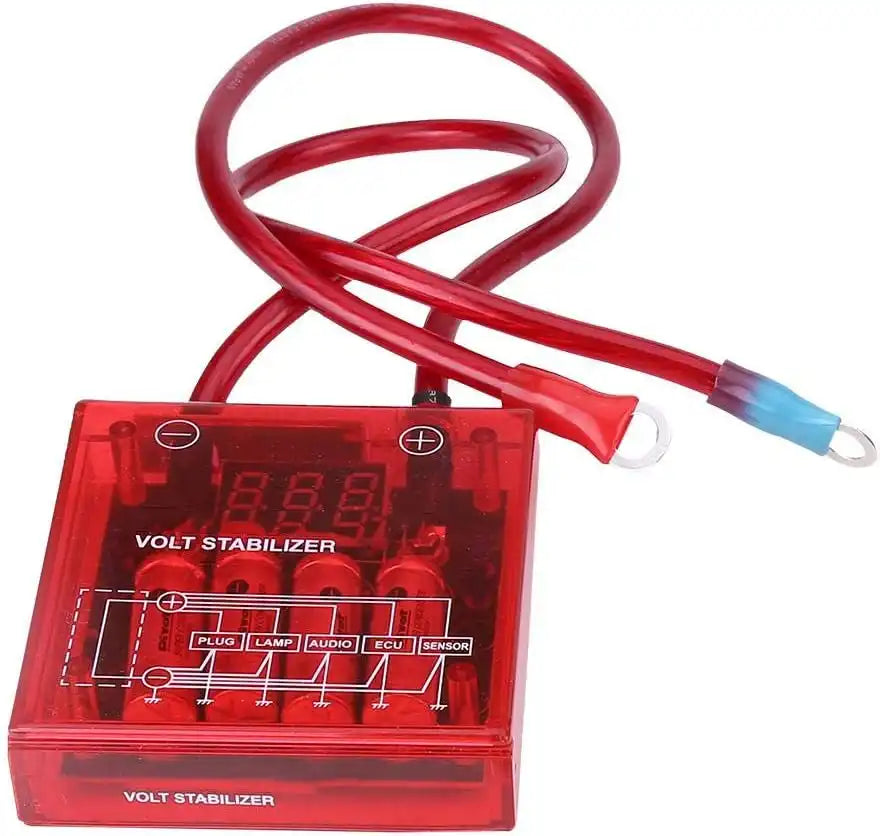 Universal Car Fuel Saver Voltage Stabilizer Regulator Kit with 3 Earth Ground Cables for Car