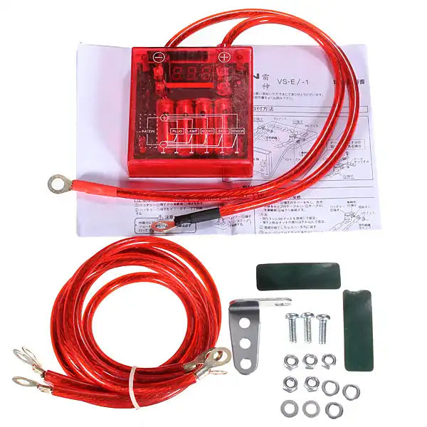 Universal Car Fuel Saver Voltage Stabilizer Regulator Kit with 3 Earth Ground Cables for Car