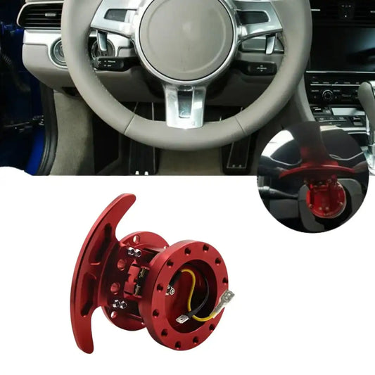 Universal Quick Release Steering Wheel Hub Adapter – Snap-Off Racing Kit (Red CNC Aluminum)