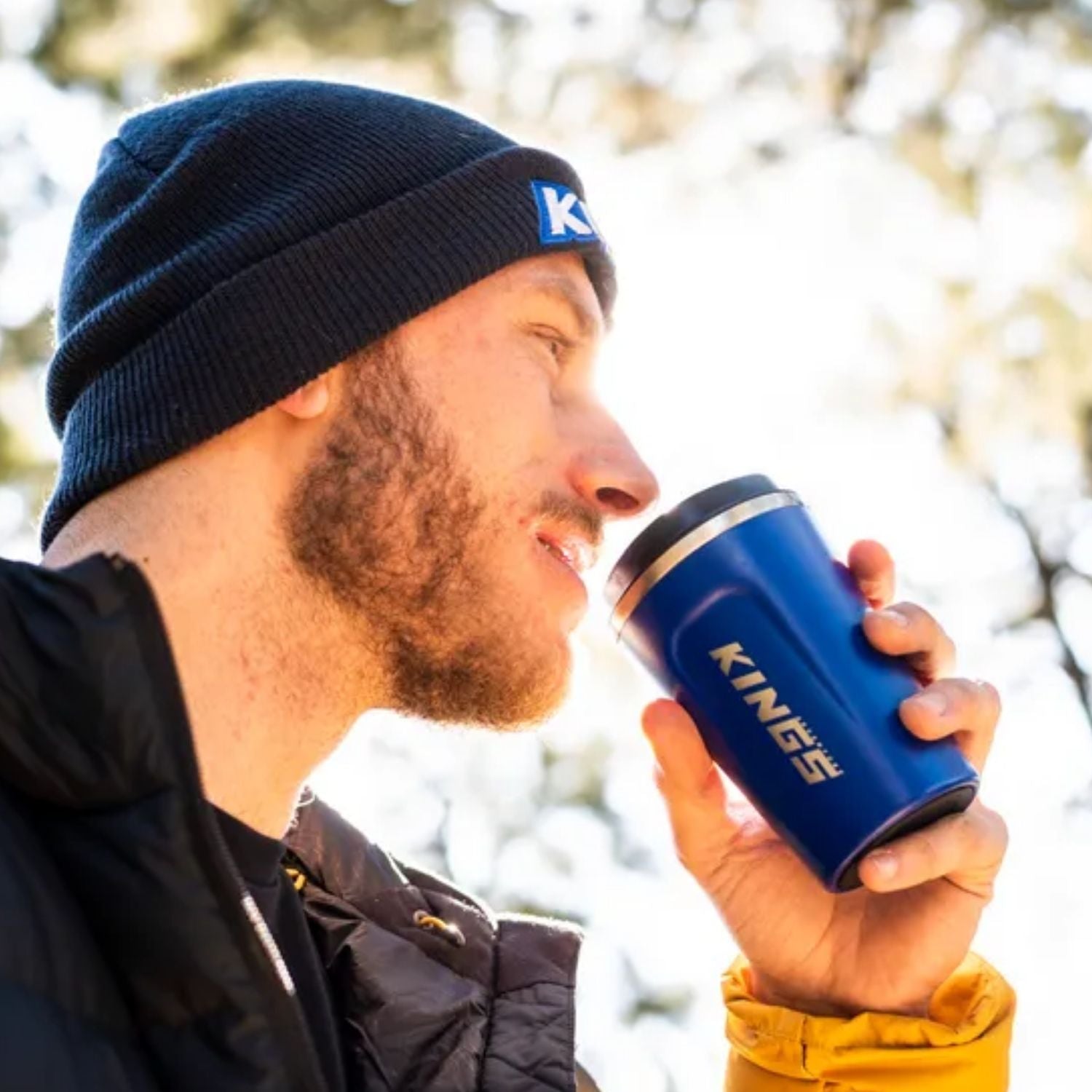 Adventure Kings Blue Coffee Cup | 380ml Vacuum Travel Mug For Hot & Cold Drinks Full Throttle Pakistan