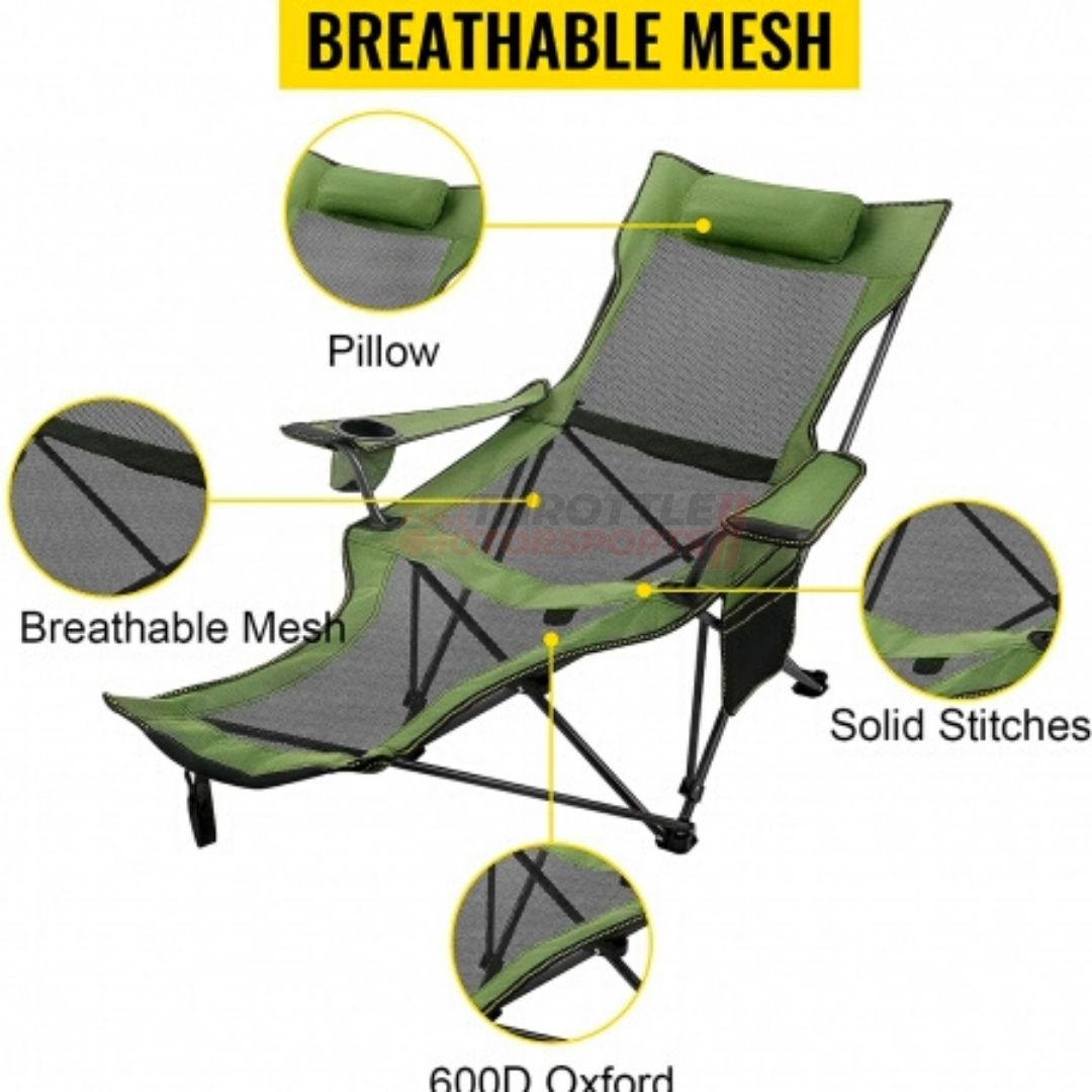 Outdoor Portable Camping Chair | Mesh Folding Reclining Camping Chair with Detachable Footrest Full Throttle Pakistan