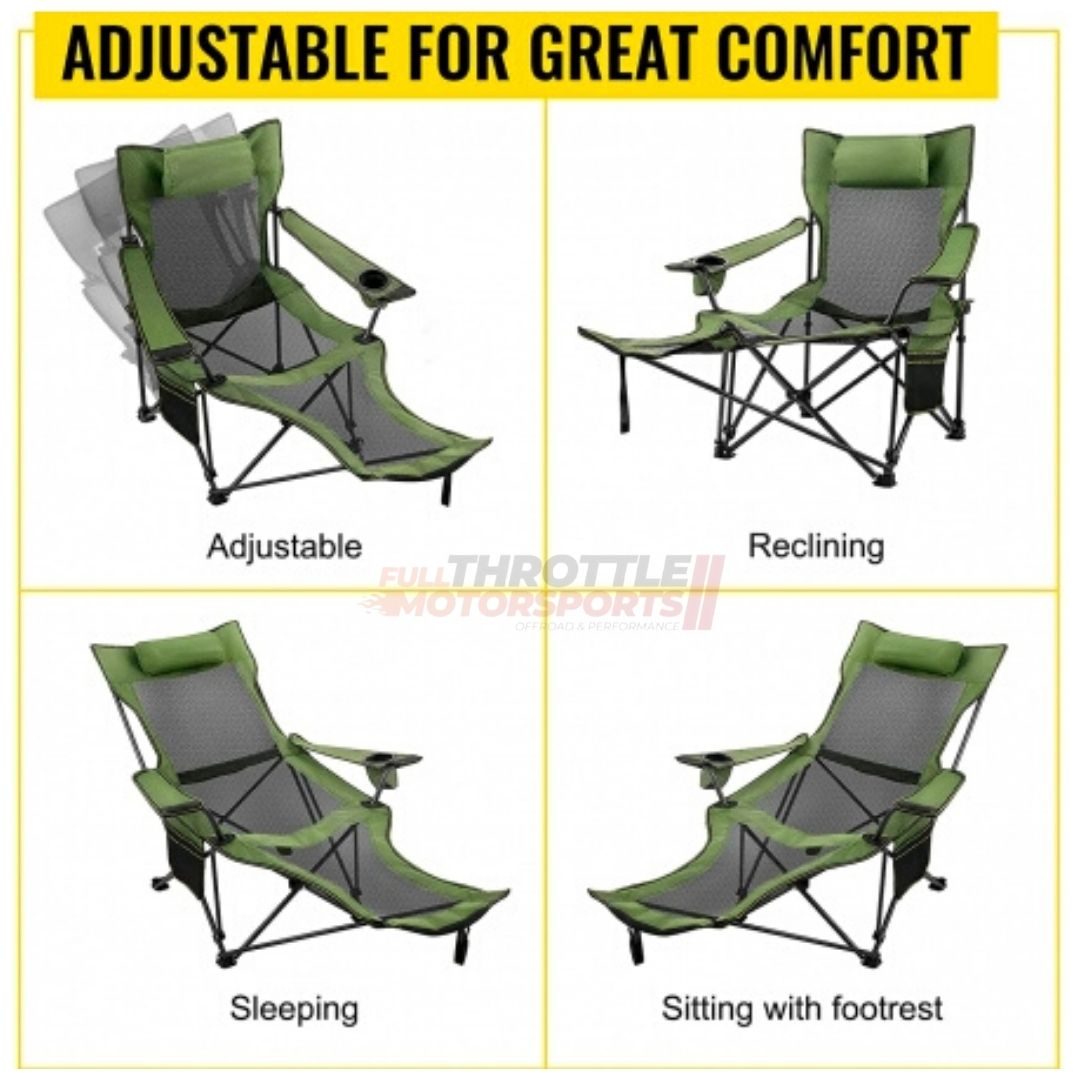 Outdoor Portable Camping Chair | Mesh Folding Reclining Camping Chair with Detachable Footrest Full Throttle Pakistan