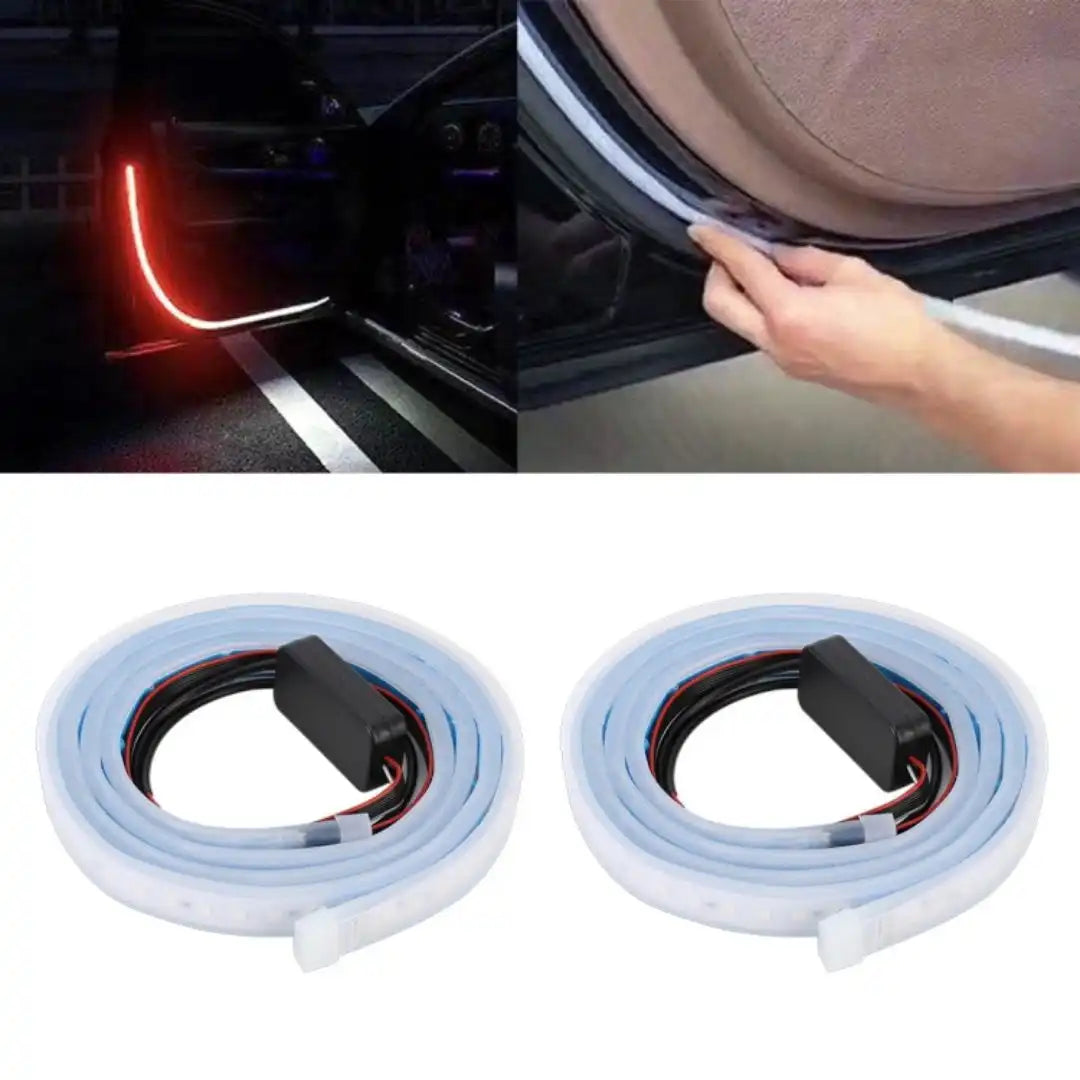 Universal Car / 4x4 Door Warning Car LED Door Edge Light Strip – Red + White Decorative Lamp (DC12V)