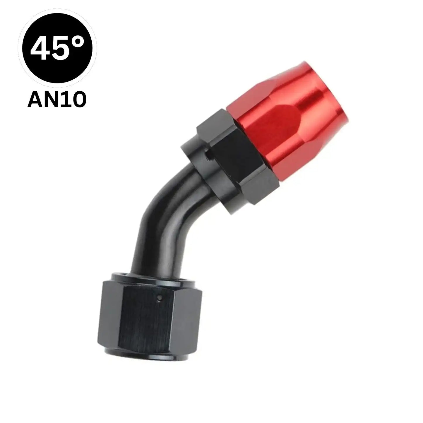 10AN 45 Degree Swivel Hose End Fitting Oil Tube Adapter for Braided CPE Fuel Line Hose Black & Red