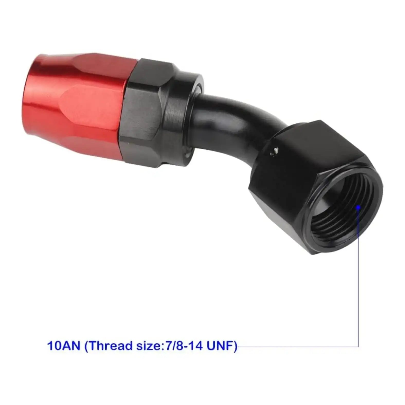 10AN 45 Degree Swivel Hose End Fitting Oil Tube Adapter for Braided CPE Fuel Line Hose Black & Red