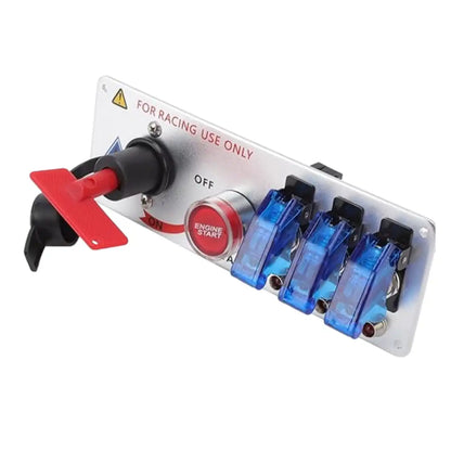 12V LED Ignition Switch Panel 5 in 1 Push Start Kit with Toggle Switches and Battery Cutoff