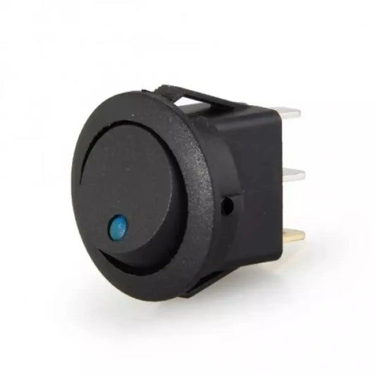 12V Round Rocker Switch Blue Light For Car - Black