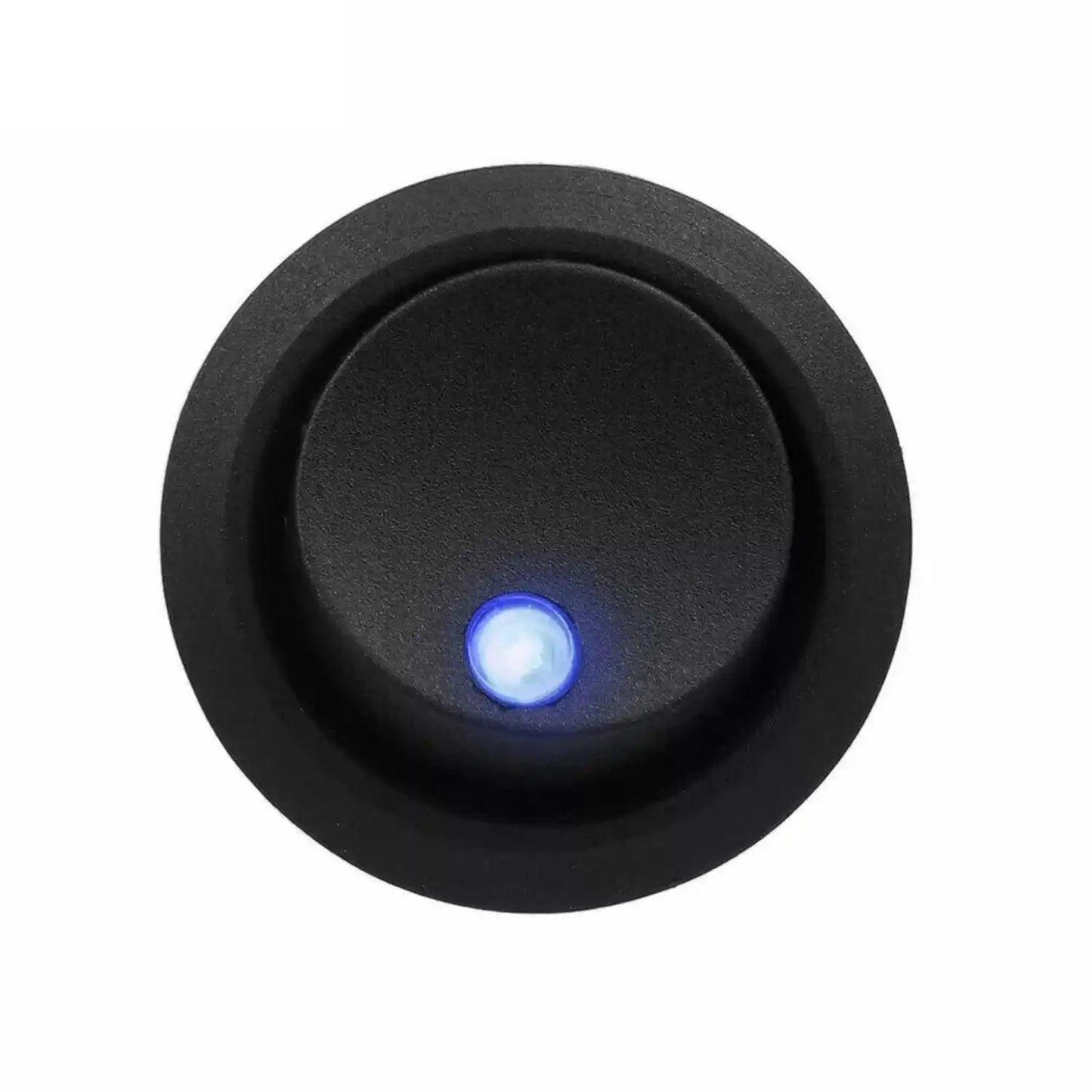 12V Round Rocker Switch Blue Light For Car - Black