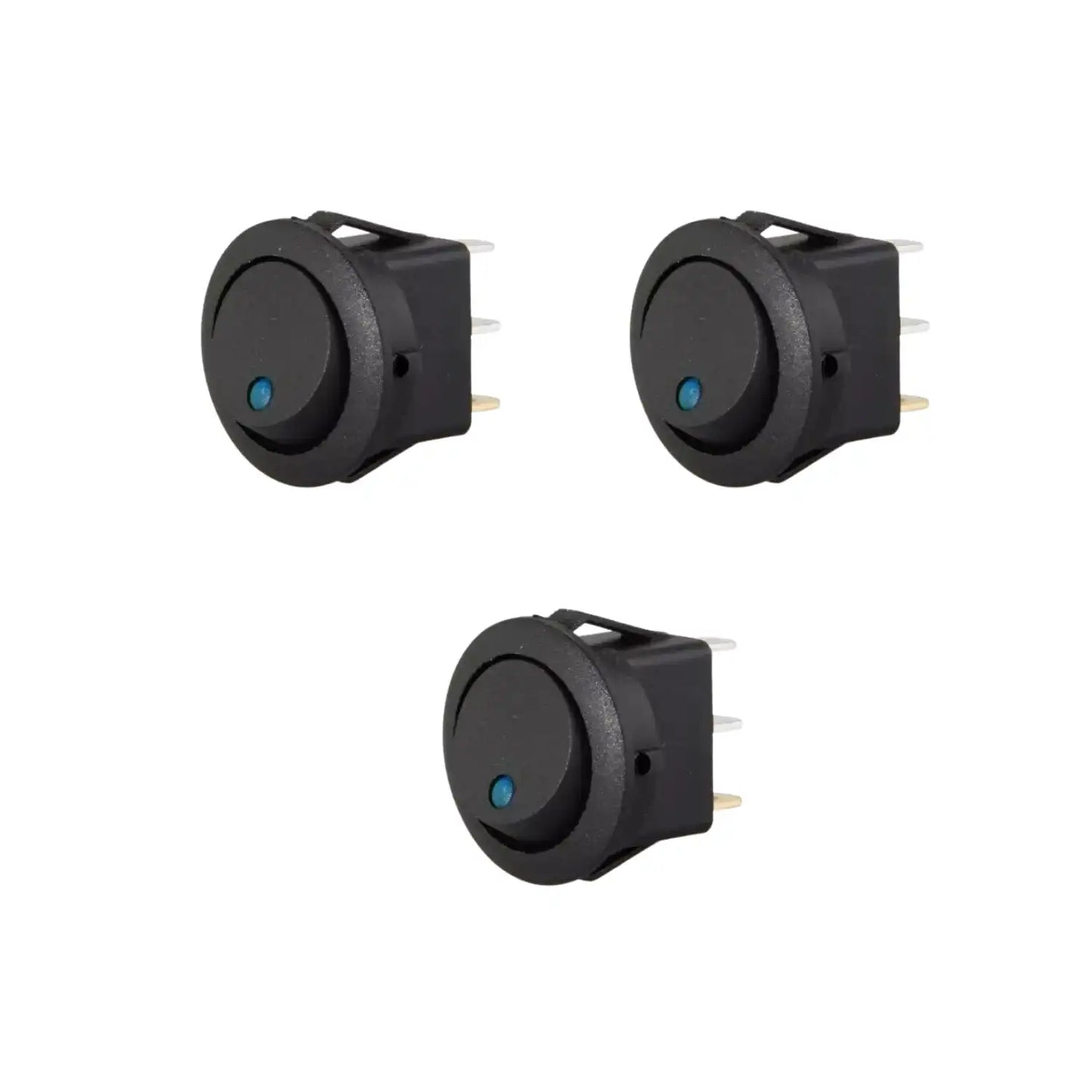 12V Round Rocker Switch Blue Light For Car - Black