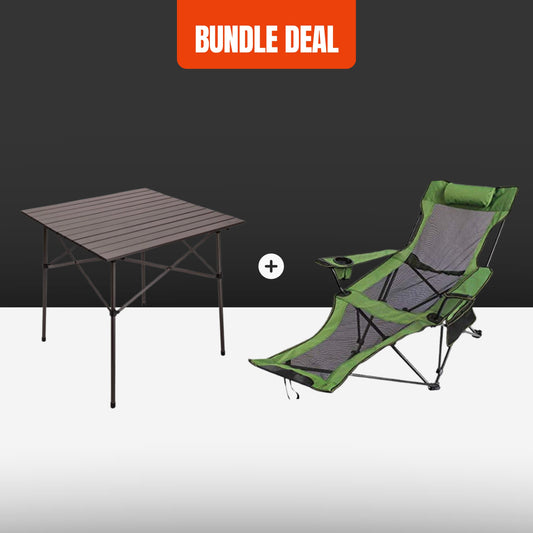 Reclining Camping Chair + Folding Table