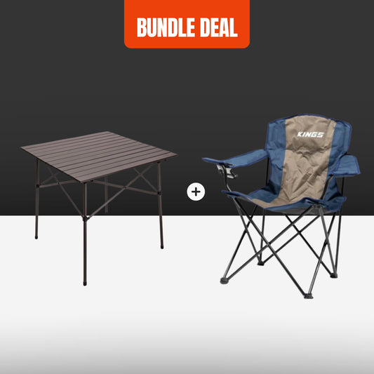 Folding Table + Kings Essential Camping Chair