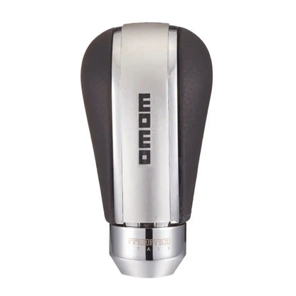 Universal 5-Speed MOMO Leather Gear Shift Knob – Black Leather with Silver Trim | Manual Transmission Upgrade