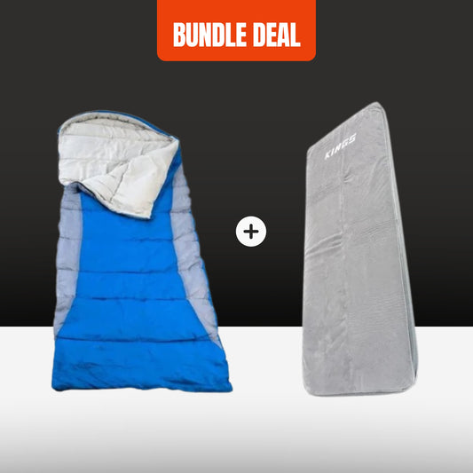 Adventure kIngs Hooded Sleeping Bag +  Single Self-Inflating Foam Mattress
