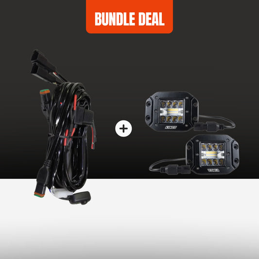 Kings LED Work Lights (Pair) + Two Lights Wiring Harness