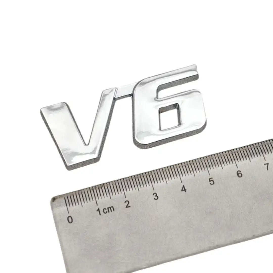 V6 Emblem – Premium 3D Metal Chrome Car Badge