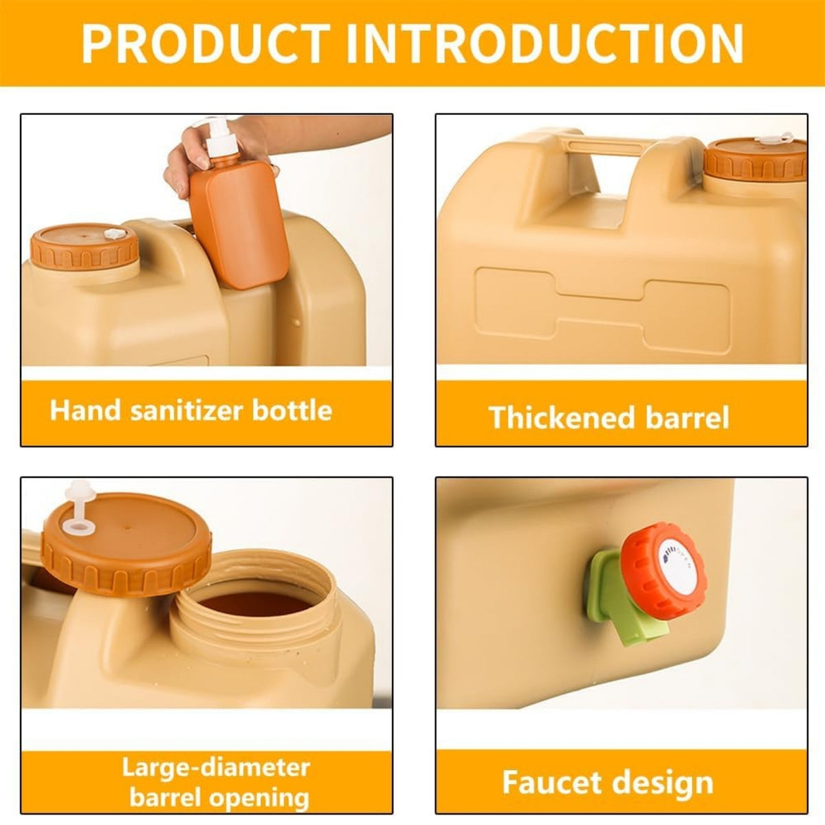 20L Portable Plastic Water Jerry Can With Liquid Soap Lotion Bottle