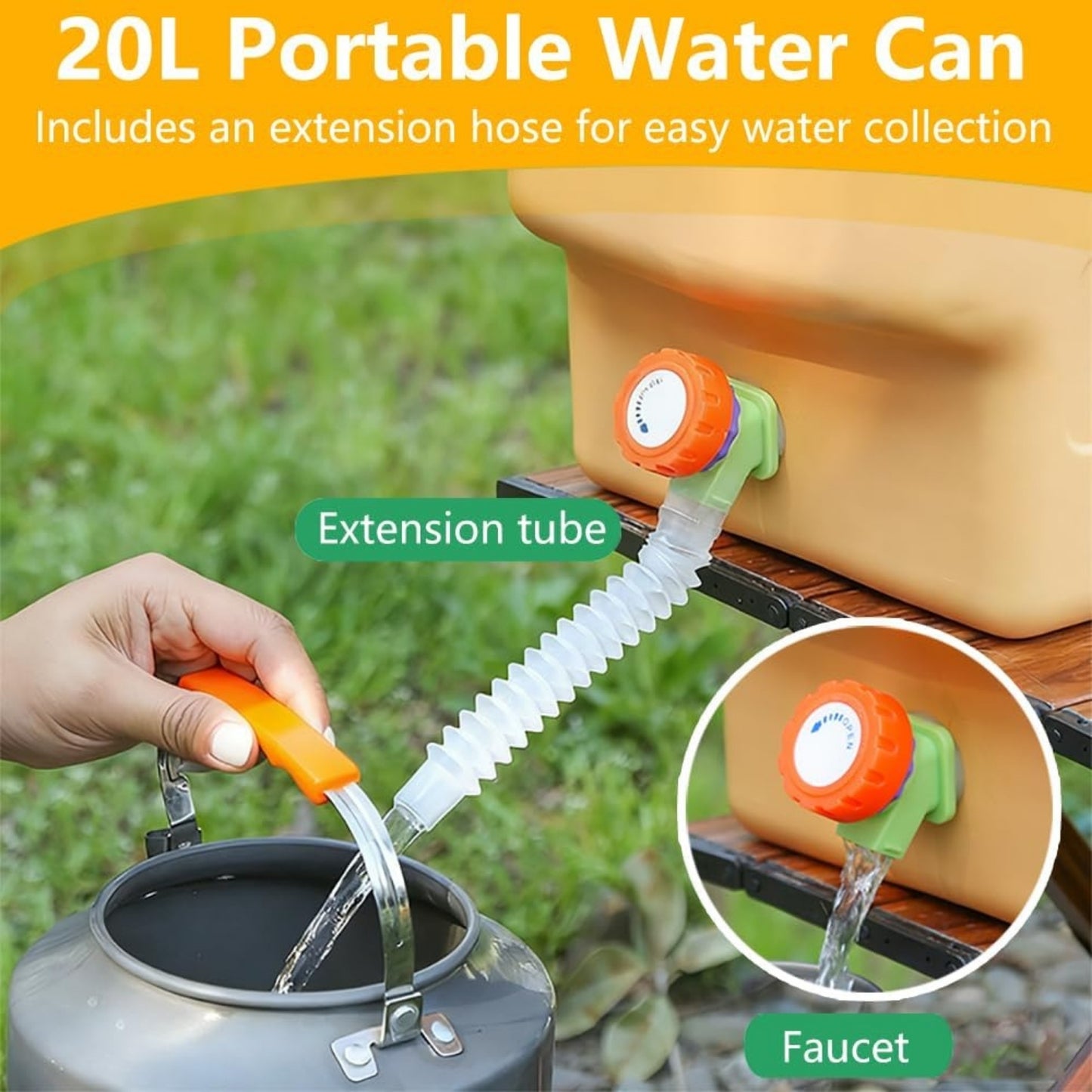 20L Portable Plastic Water Jerry Can With Liquid Soap Lotion Bottle