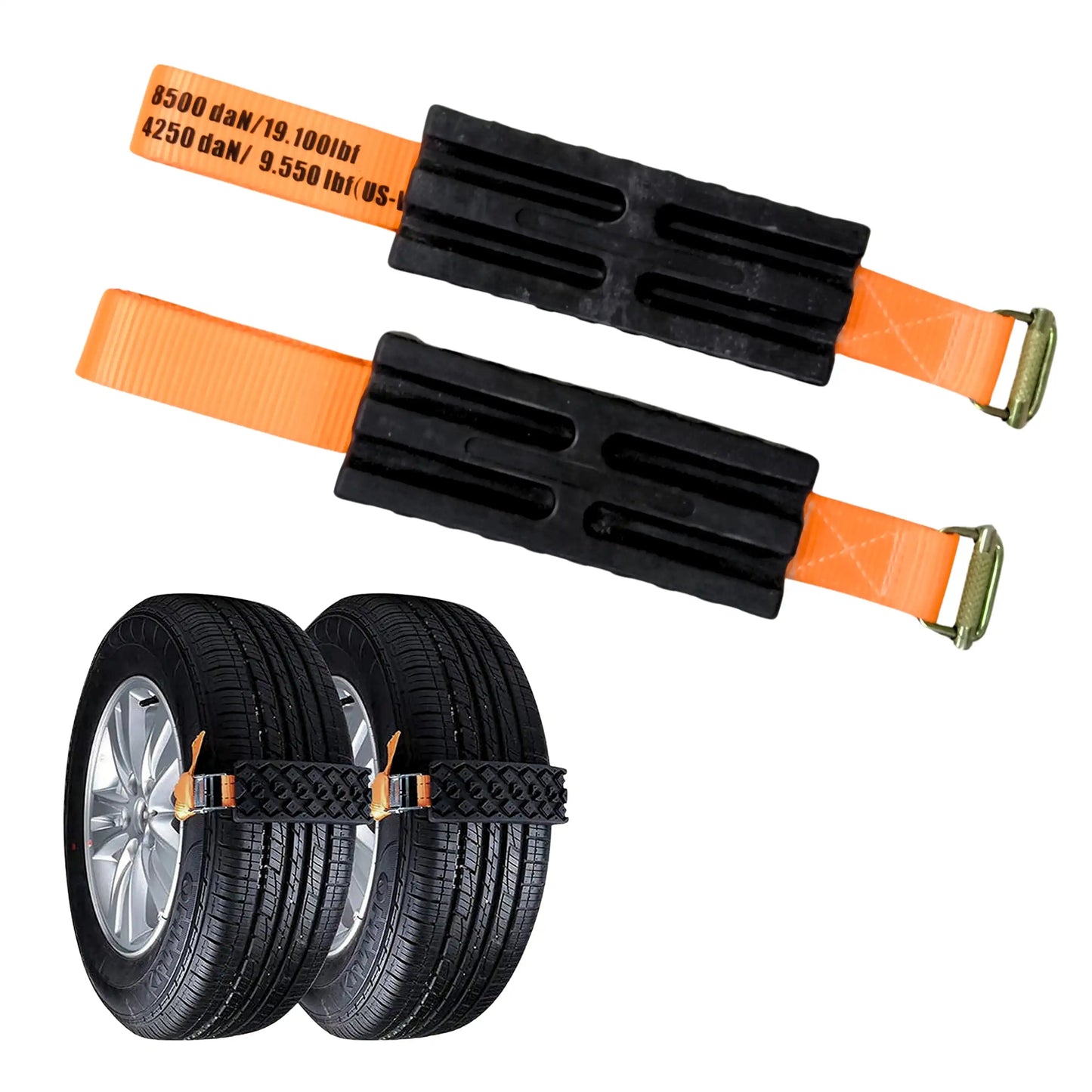 2Pcs Anti-Slip Car Tire Traction Belt For Snow, Mud, Sand 