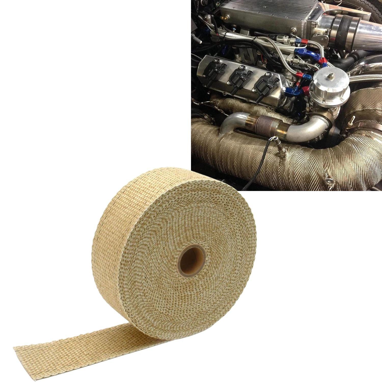 2in X 9M Exhaust Pipe Heat Wrap for Heat Protection Beige