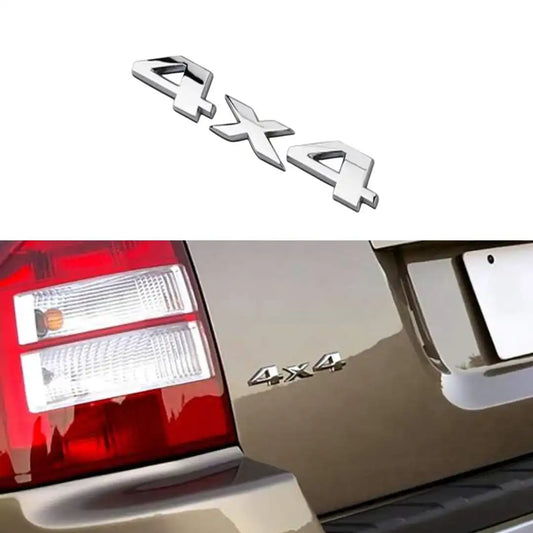 3D 4X4 Car Logo Emblem Badge – Steel Finish | Universal Decal for Auto, Truck, SUV