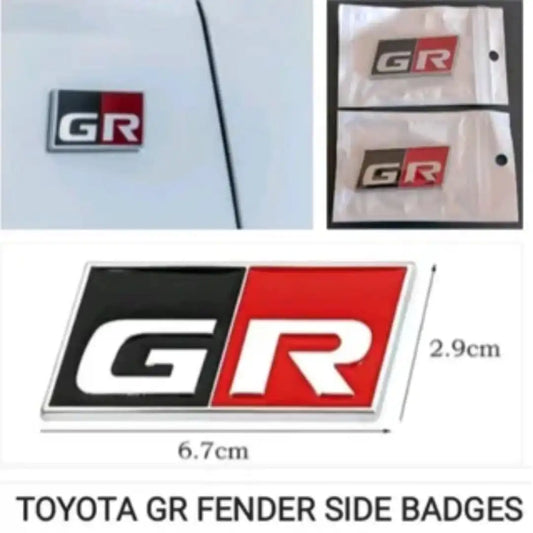 3D Chrome Plated Metal Emblem GR Logo (Self-Adhesive)
