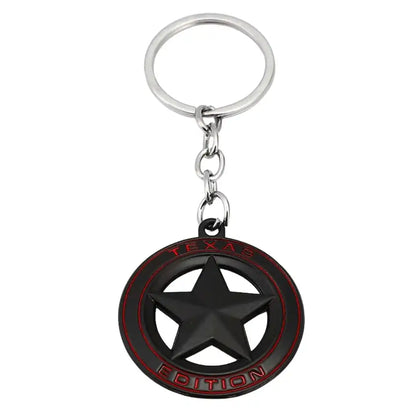 Texas Edition Star Metal Keychain – 3D Car Logo-Inspired Key Ring for SUV & Truck Lovers