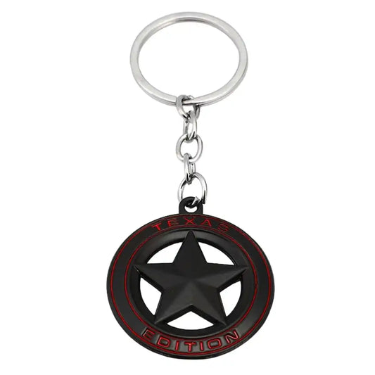 Texas Edition Star Metal Keychain – 3D Car Logo-Inspired Key Ring for SUV & Truck Lovers