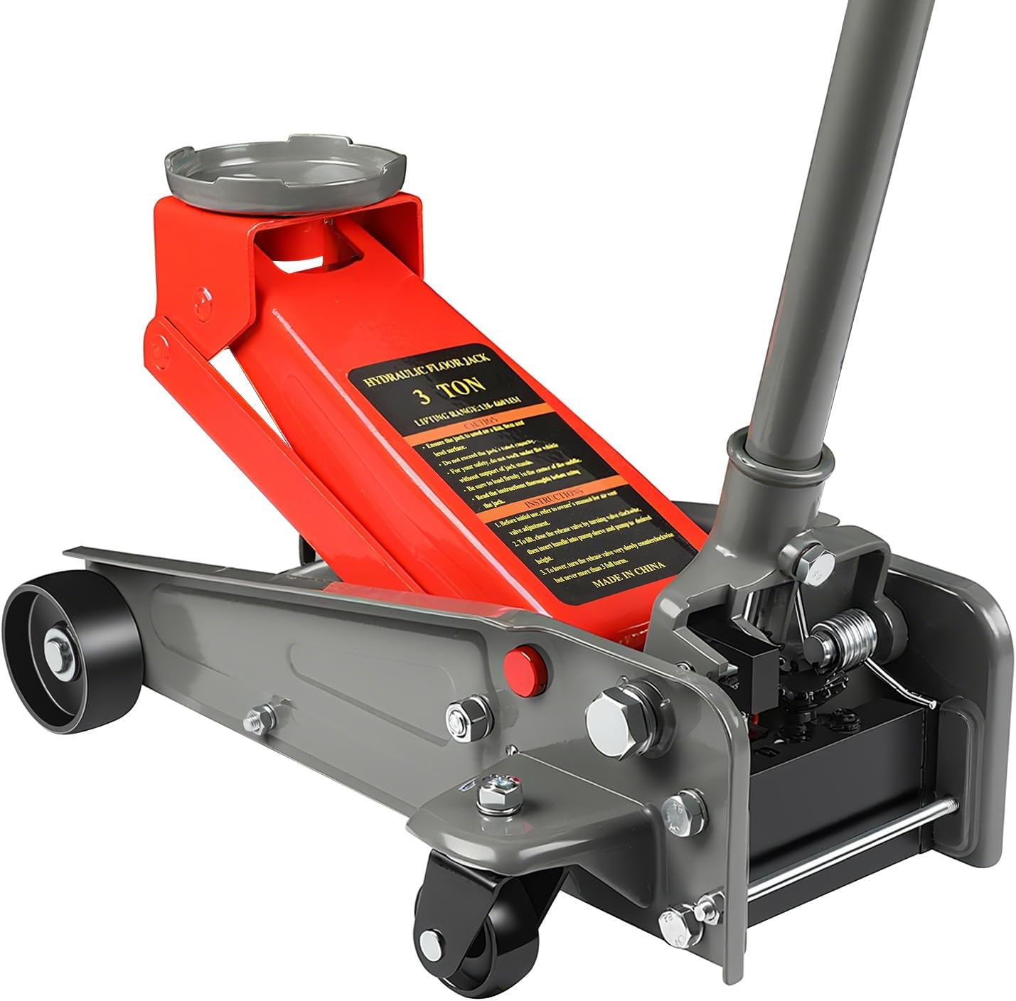 3 Ton Hydraulic Floor Jack with Wheels – Heavy Duty 6600 lbs Lift