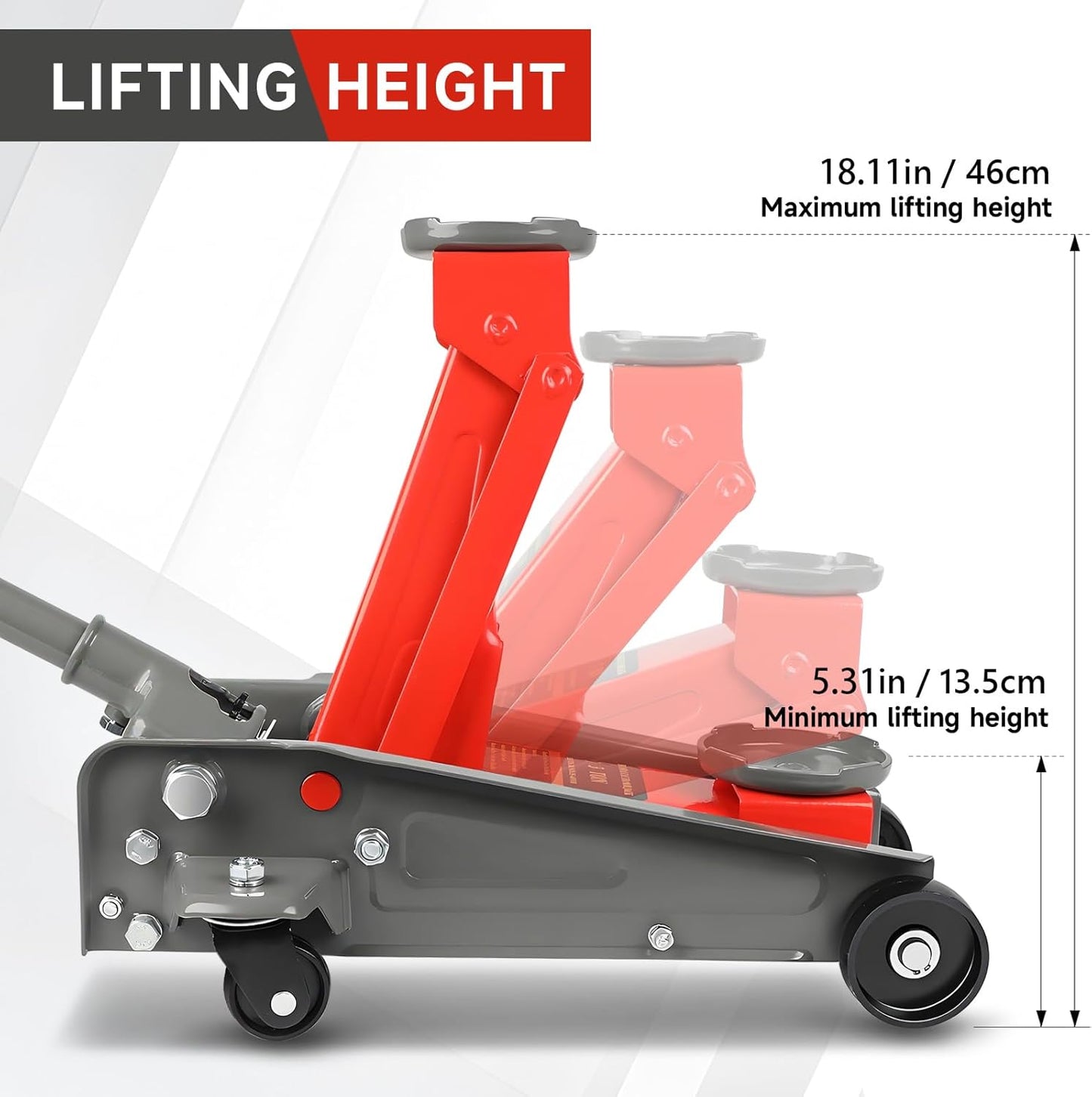 3 Ton Hydraulic Floor Jack with Wheels – Heavy Duty 6600 lbs Lift