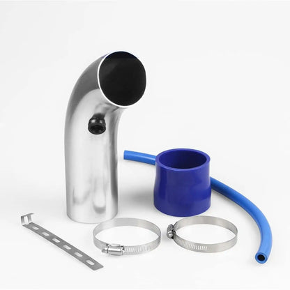 3 inch Universal Car Cold Air Intake Filter Aluminum Induction Hose Pipe Kit - Silver