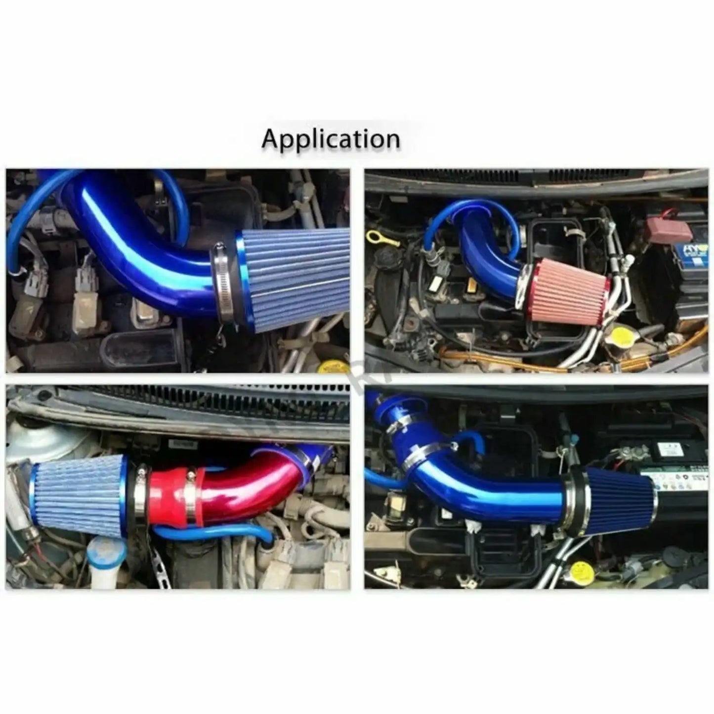 3 inch Universal Car Cold Air Intake Filter Aluminum Induction Hose Pipe Kit - Silver