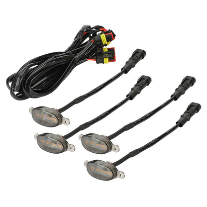 4PCS Amber Day Time Running Front Grill Lamps with Wiring Harness