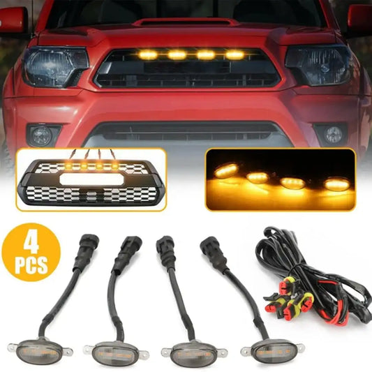 4PCS Amber Front Grille Lamps with Wiring Harness