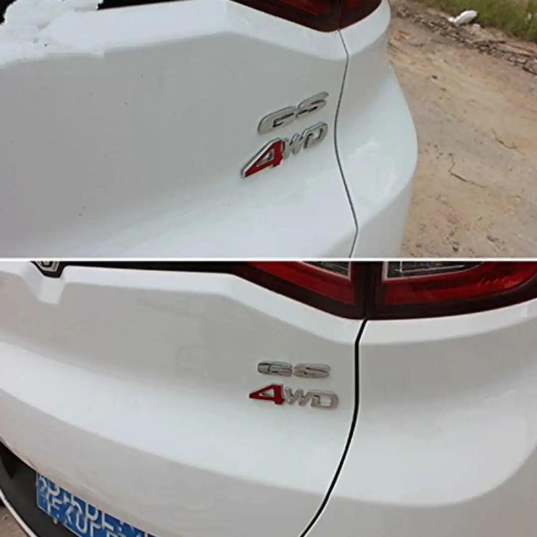 4WD Red & Chrome Metal Emblem Sticker – Universal 3D Car Badge