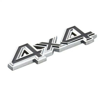 4X4 Four-Wheel Drive Metal Emblem – Chrome Black | Universal Fender, Trunk, or Door Badge